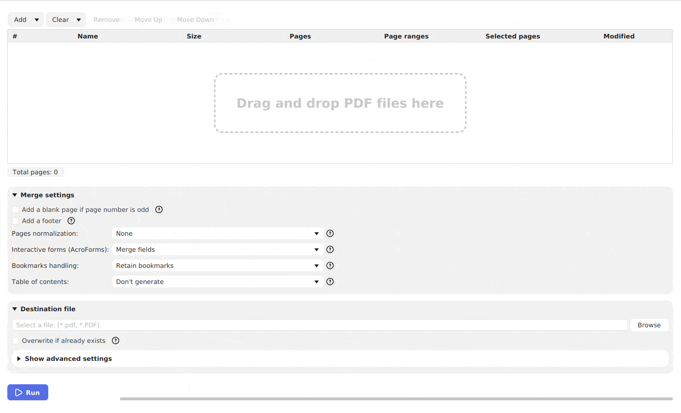 PDFsam Basic merge tool