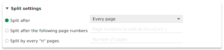 Split by page numbers